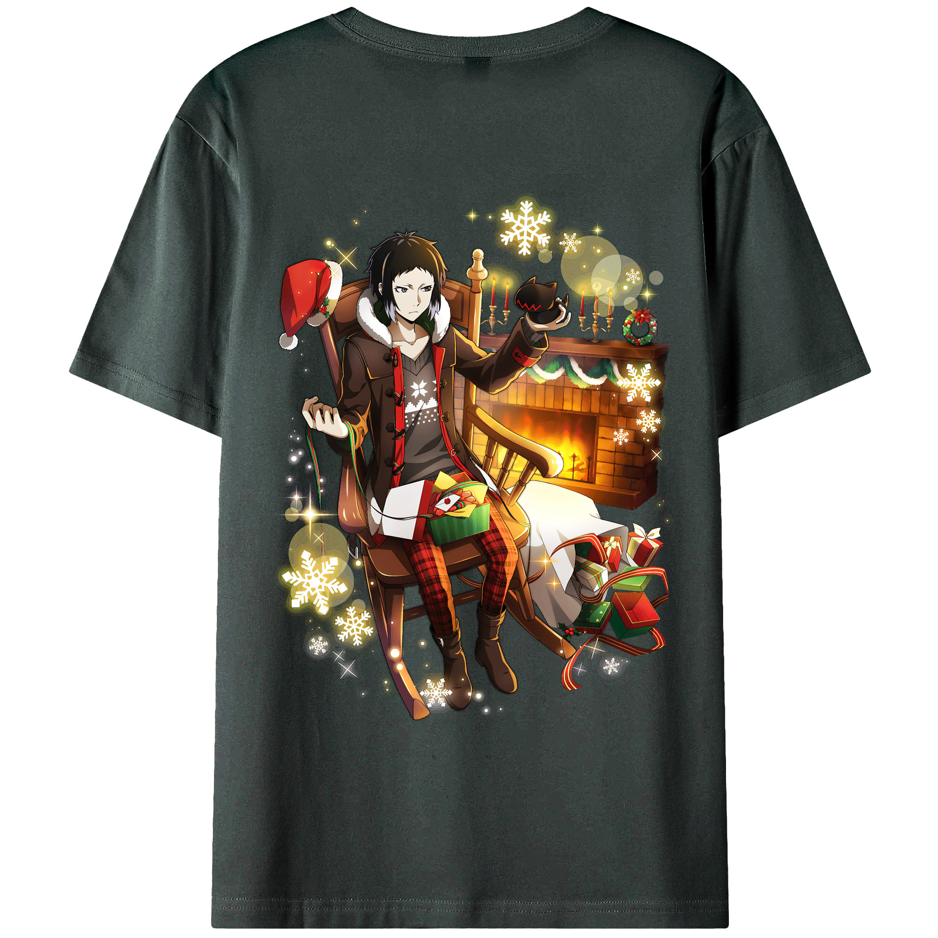 （画像用） 文豪ストレイドッグス Bungo Stray Dogs 綿100％ メンズ半袖Tシャツ（バックプリント） 通気性